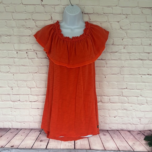 Matilda Jane ruffle sleeve orange top size large - Picture 2 of 8